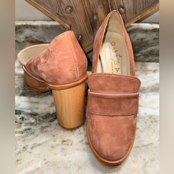 Anthropologie OUIGAL Suede Platform Loafer Heel 38 - Picture 8 of 13